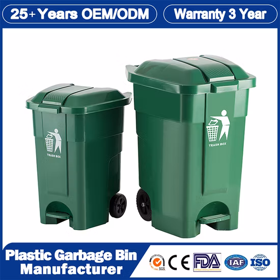 Мусорный ящик оптом Китай 240 литров большой большой зеленый открытый уличный парк контейнер для мусора переработка HDPE педаль пластиковый мусор/колеса/отходы/мусорный бак для публики